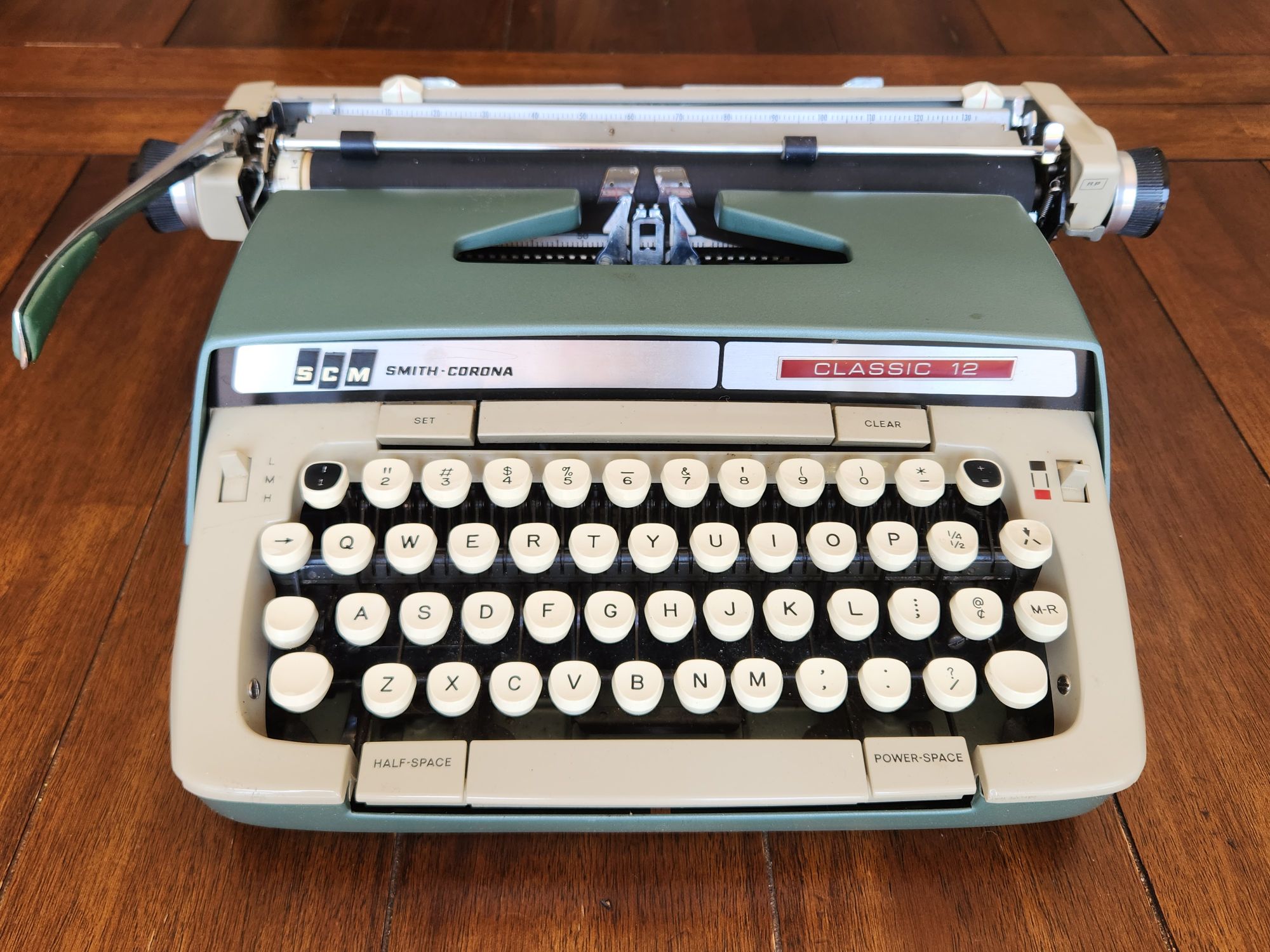 Green SCM typewriter from the mid-1960s